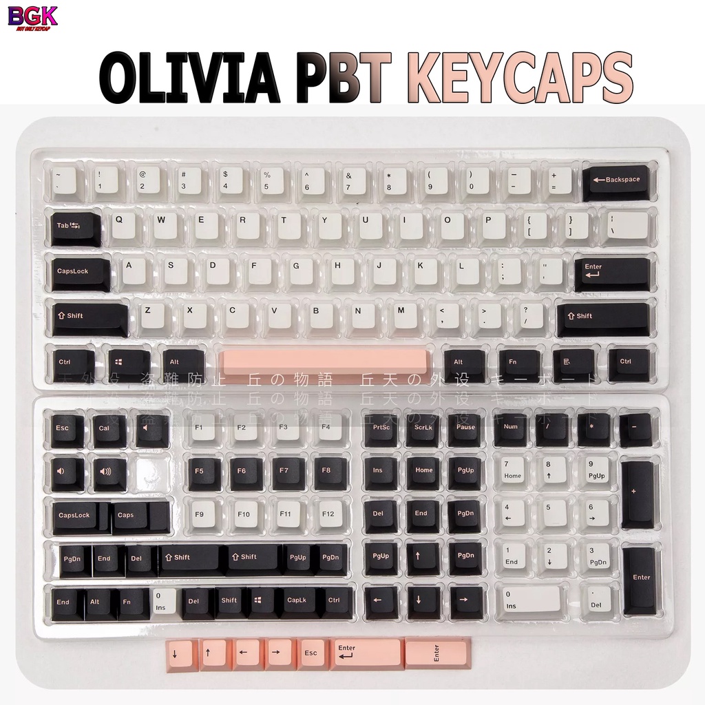 Bộ Keycap CGMK OLIVIA PBT Double Shot OEM Profile 129 nút gắn được cho layout 68,84,75,96...
