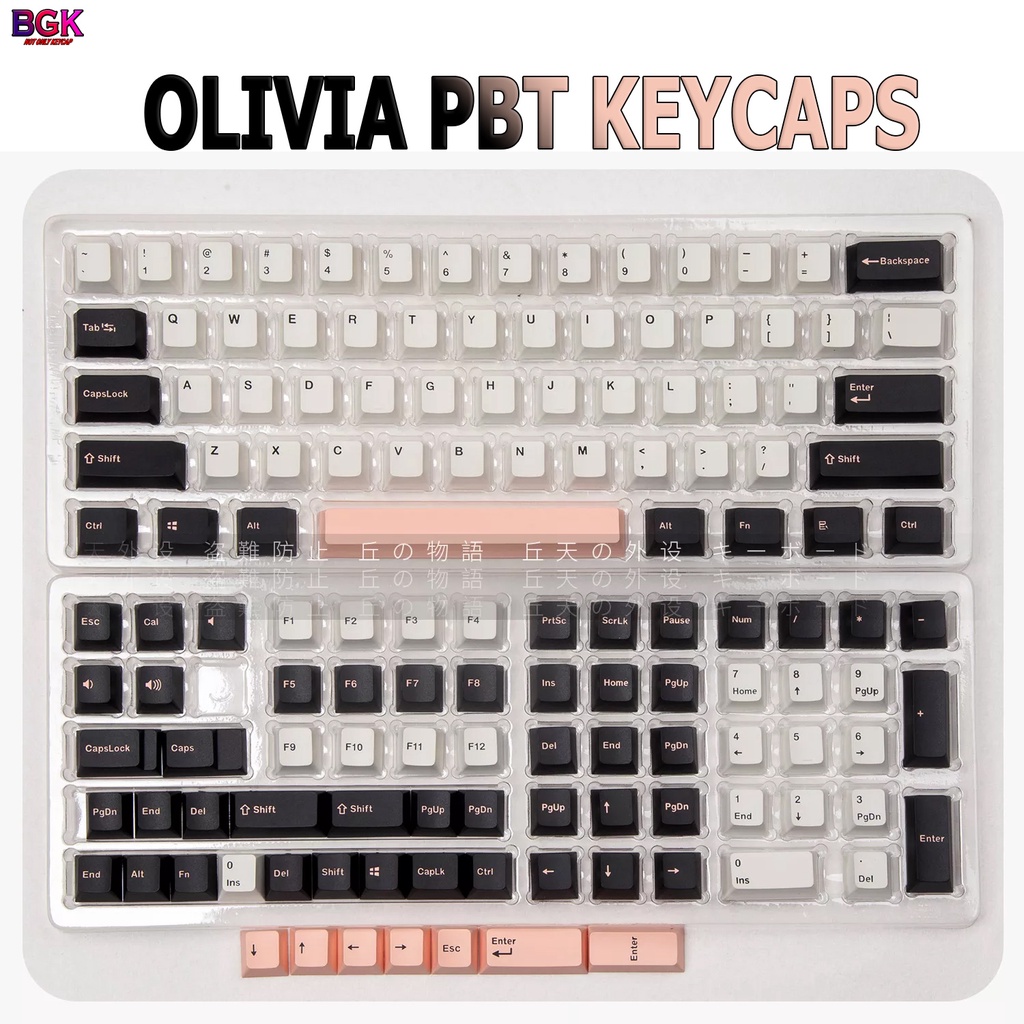 Bộ Keycap CGMK OLIVIA PBT Double Shot OEM Profile 129 nút gắn được cho layout 68,84,75,96...