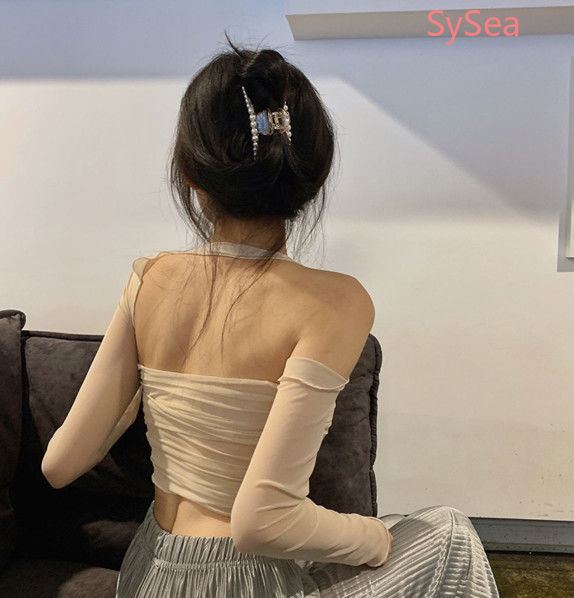 Áo kiểu tay dài phối lưới thời trang mùa hè quyến rũ dành cho nữ