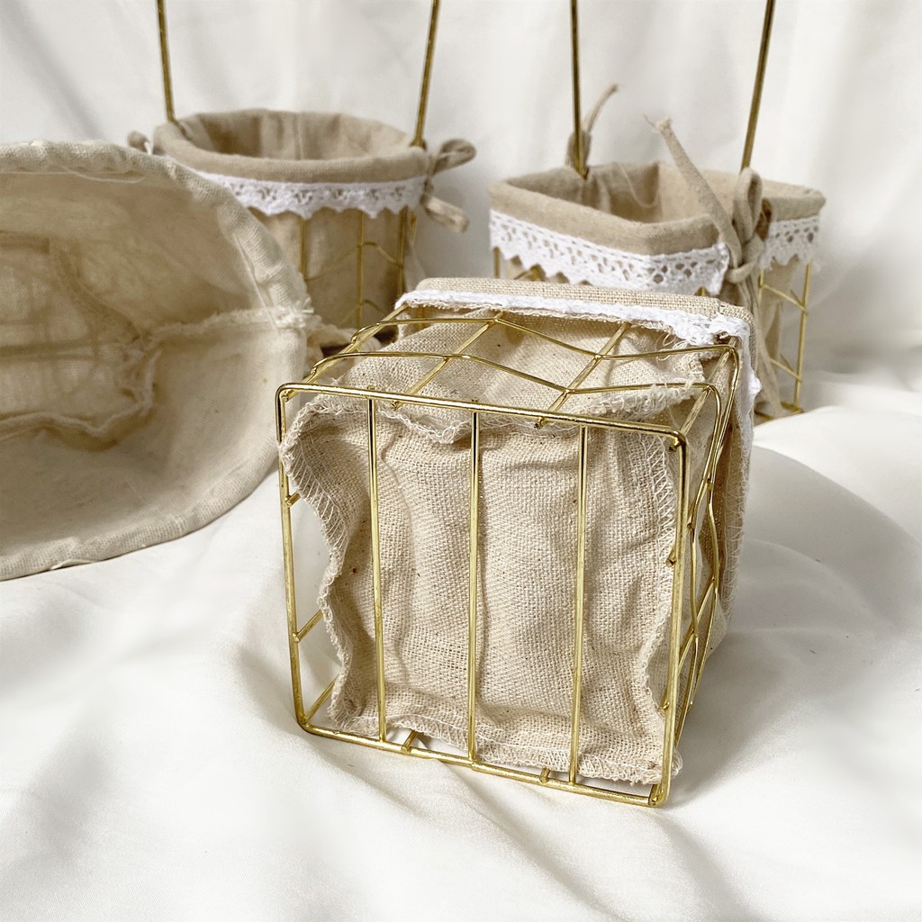 Chậu Hoa Trang Trí Bằng Cotton Và Vải Lanh Sáng Tạo