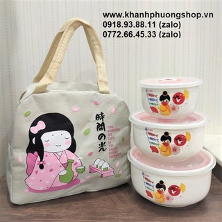 hộp đựng cơm - hộp đựng cơm bằng sứ