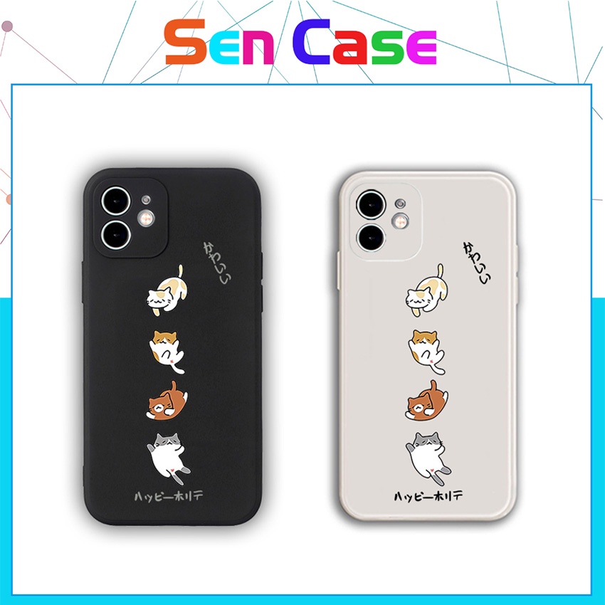 Ốp Lưng Iphone Cạnh Vuông Mèo Bé Xếp , BVC Iph6/6plus/6s/6splus/7/7plus/8/8plus/x/xs/11/12/pro/13/promax- Sencase