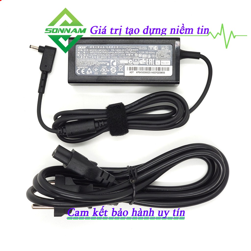 Sạc Laptop Acer ZIN Chân Nhỏ 19V – 2.37A  Bảo Hành Đổi Mới 12 Tháng - Dây nguồn laptop acer