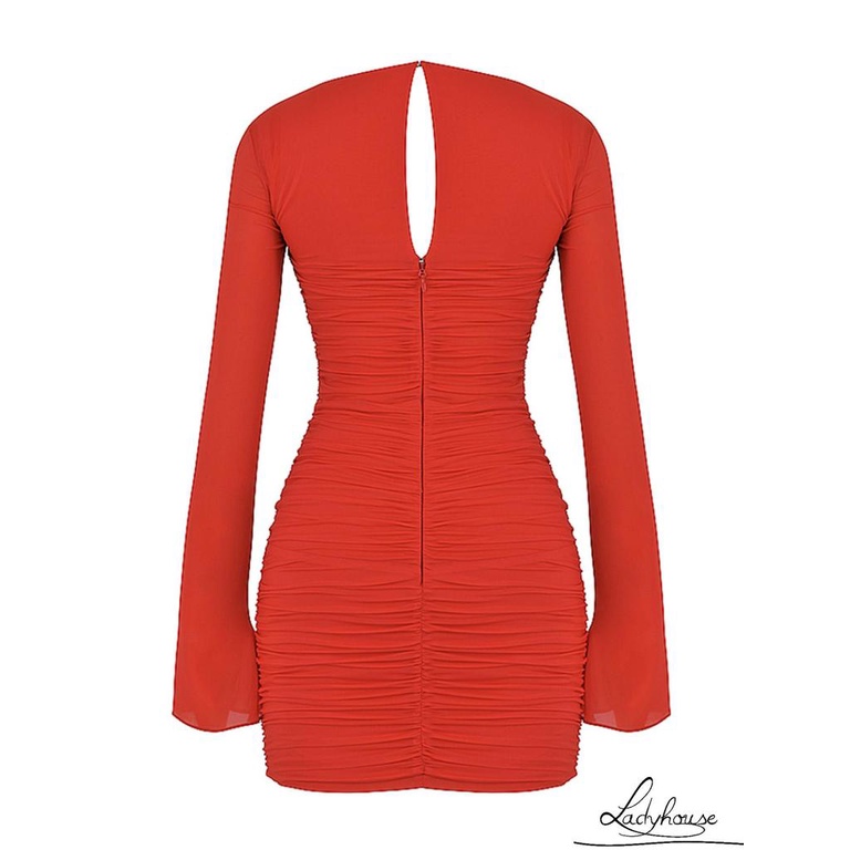 Đầm Tay Dài Màu Trơn Thiết Kế Khoét Lỗ Thời Trang Mùa Xuân Cho Nữ