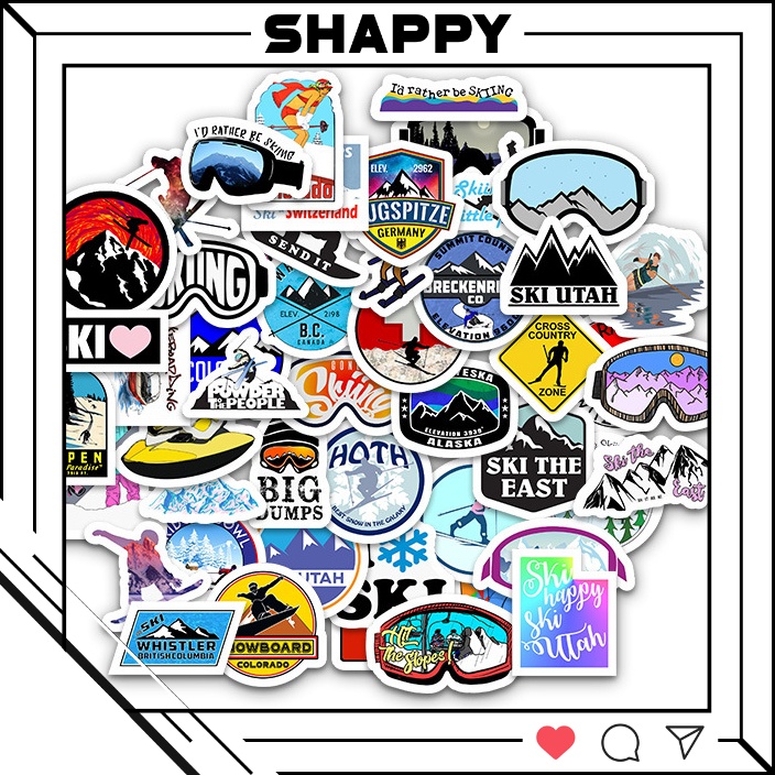 Sticker Dán Trượt Tuyết PVC Chống Nước | Dán Điện Thoại | Dán Laptop | Dán Mũ Bảo Hiểm | Dán Vali [Shappy Shop]