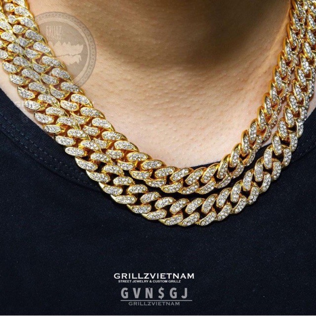 Quà tặng bí mật + Giá rẻ nhất Dây chuyền Cuba Chainz Necklace Dây chuyền Hợp kim Titan kim loại  Cuban Chainz Brass