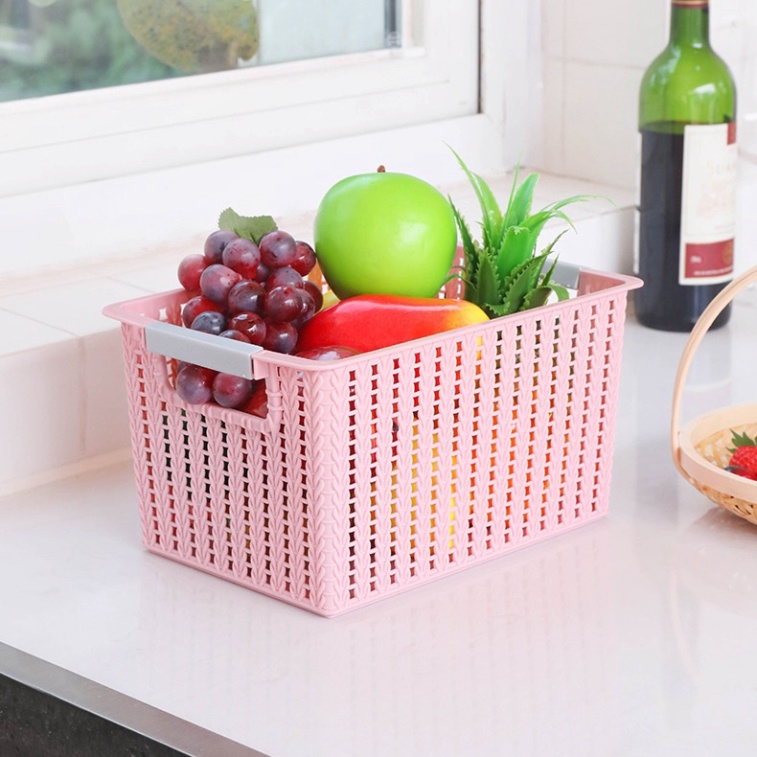 giỏ đựng đồ vuông góc nhựa Việt Nhật, rổ nhựa đựng đồ có tay cầm 3415