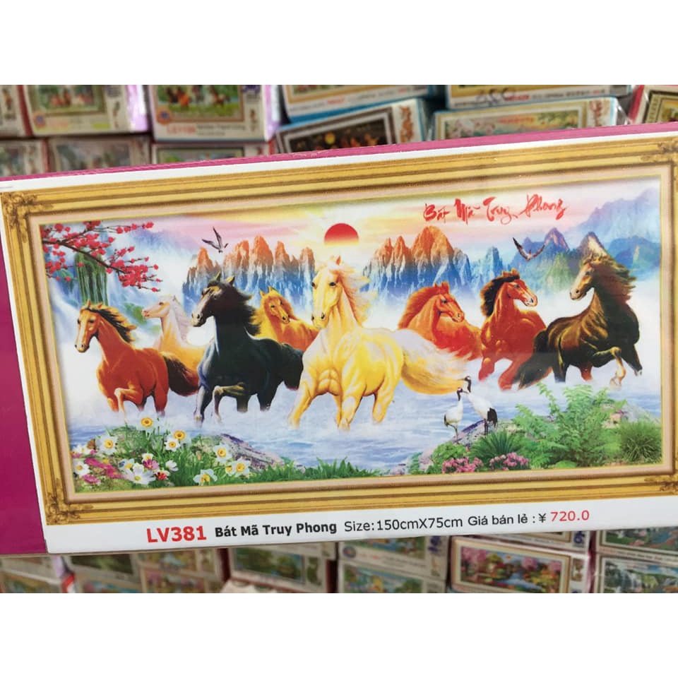 Tranh đính đá mã đáo thành công KT:150x75cm. Tranh gắn đá chưa gắn.