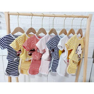 (Giá Sale ) Bộ đồ sọc nhiêu màu cho bé ( màu ngẫu nhiên theo trai va gái ),nhiêu hinh in sắc nét cho bé từ 6kg đên 20kg.