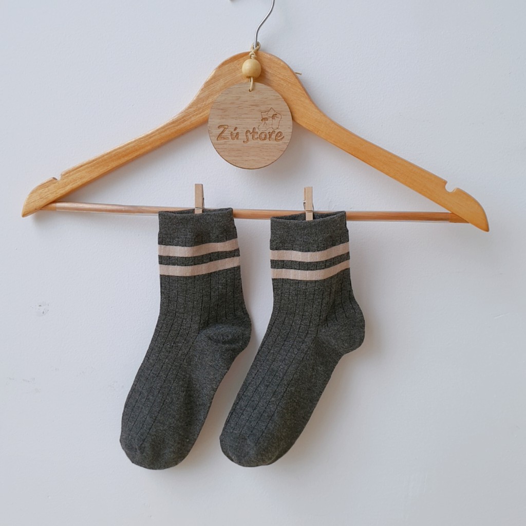 Tất unisex sọc cổ bao màu basic - hàng đẹp