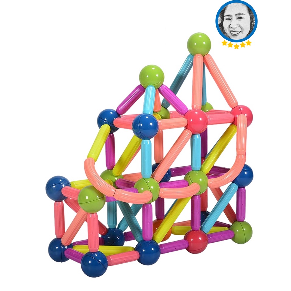 Xếp hình nam châm đồ chơi cho bé lắp ghép lego Montessori giáo dục an toàn thông minh 42 64 chi tiết