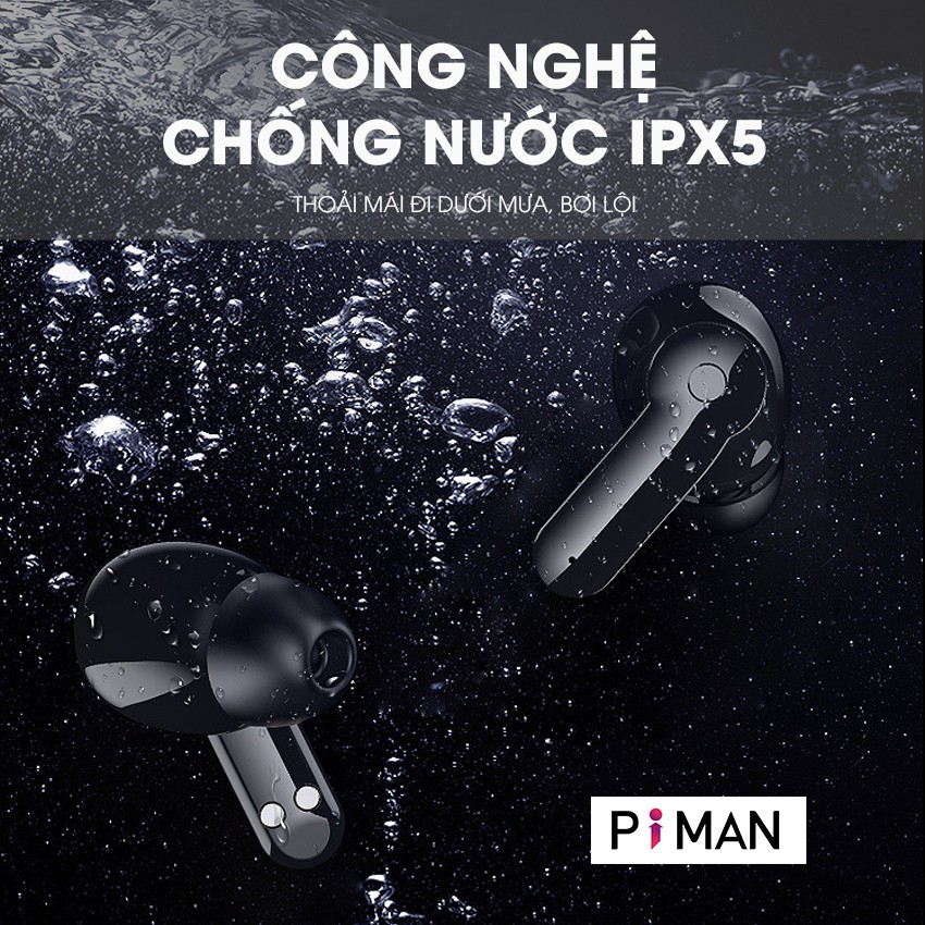 Tai nghe bluetooth 5.0 nhét tai không dây mini gaming pin trâu chống nước LED hiển thị phần trăm pin P06 Piman