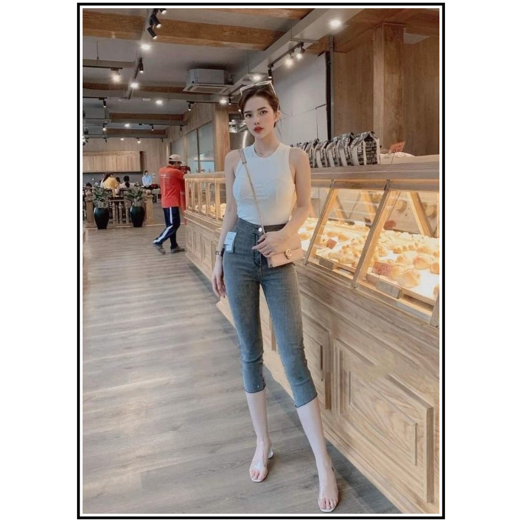 Quần jean nữ LỠ KHÔNG ĐAI MÀU XÁM chất giãn tốt HOTTREND f-11