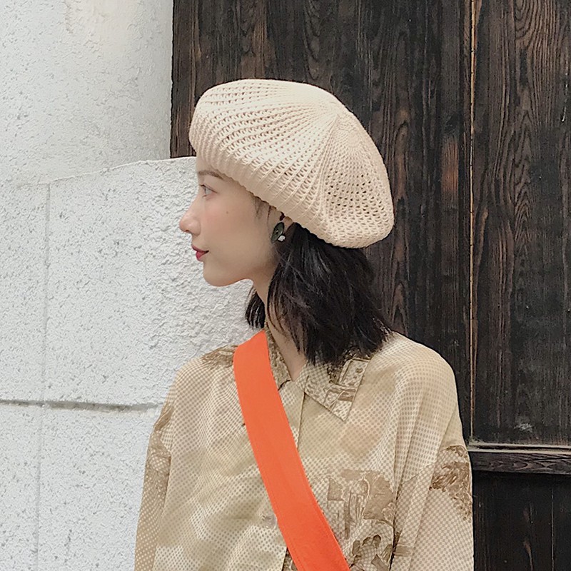 Nón Beret Cao Cấp Thoáng Khí Màu Sắc Đơn Giản Phong Cách Hàn Quốc Cho Nữ