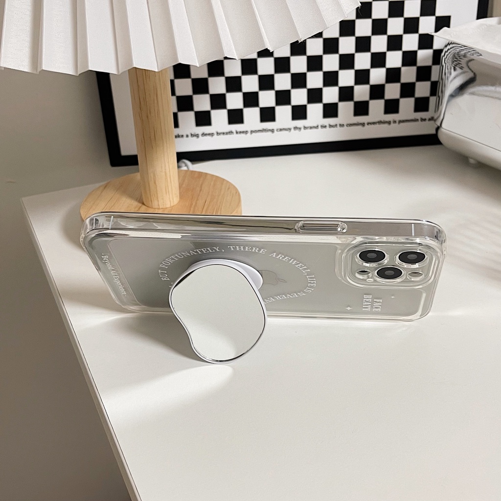 Ốp Điện Thoại Acrylic Trong Suốt Đơn Giản Thời Trang Chống Sốc Kèm Gương Soi