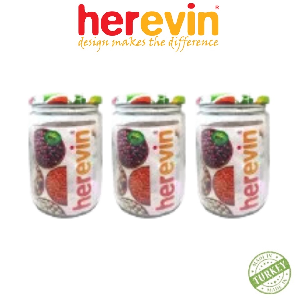 Bộ 3 Hũ Thủy Tinh Herevin Nắp Thiếc 660ml - HEHU332367-811