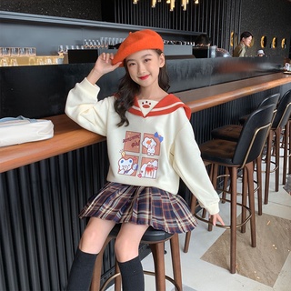 Bộ áo sweater + chân váy xếp ly thời trang mùa thu Hàn Quốc cho bé gái từ 4 5 6 7 9 8 10 11 12 13 14 15 tuổI