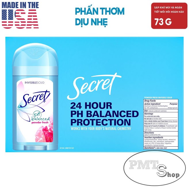 [USA] Lăn sáp khử mùi nữ Secret Powder Fresh 73g Invisible Solid ngăn mồ hôi - Mỹ | BigBuy360 - bigbuy360.vn