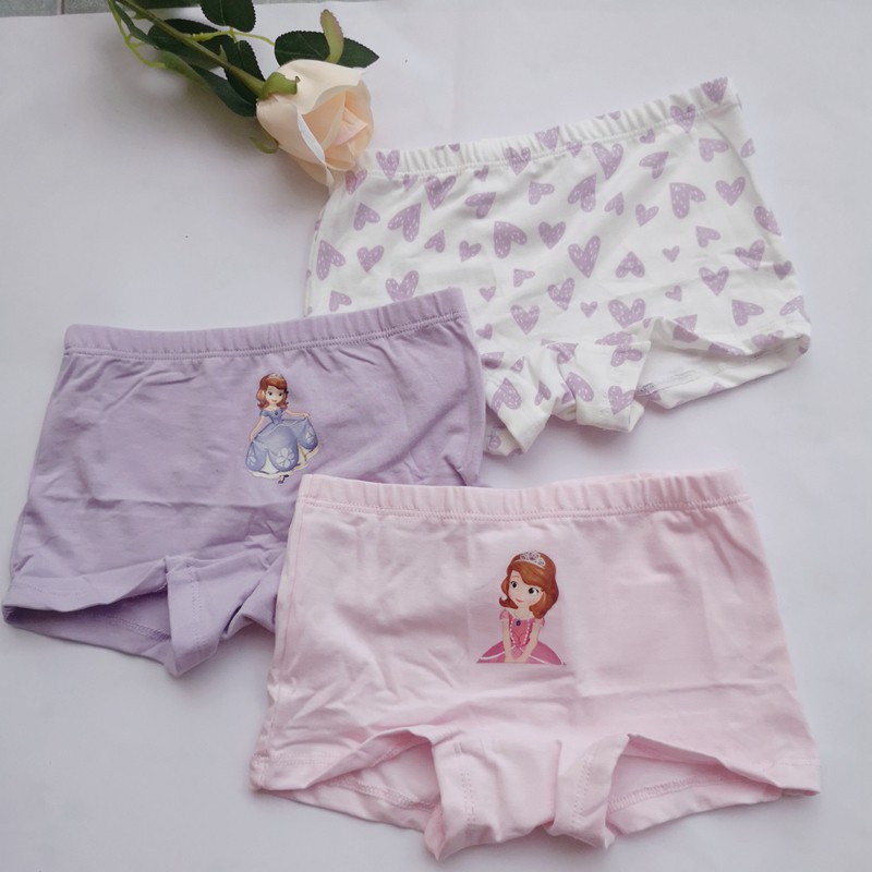 3 Quần lót 95% cotton 5% in hình công chúa Disney cho bé gái 2-12 tuổi