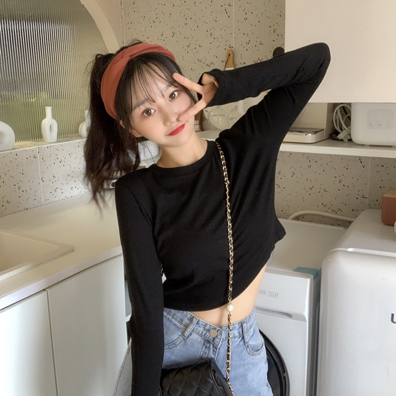 Áo thun SUXI lửng tay dài dáng rộng kẻ sọc ngang trẻ trung hợp thời trang