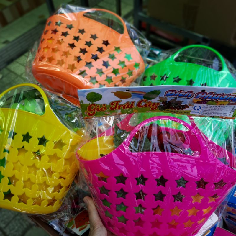Giỏ trái cây mini đồ chơi đầu hàng bé gái hàng Việt Nam nhựa đẹp