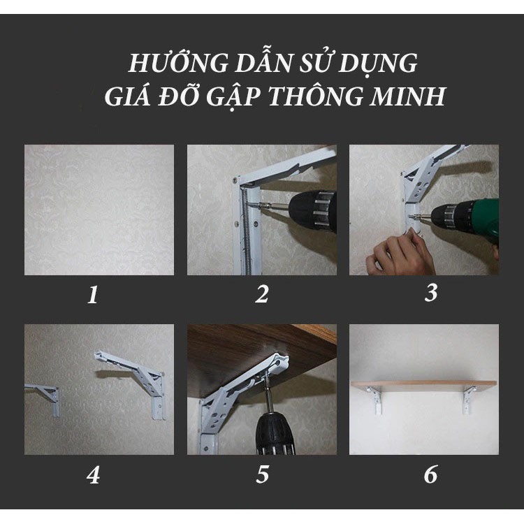 Giá Đỡ, Bản Lề Gập - Giá Đỡ Bản Lề Gập Thông Minh, Bản Lề Gấp Gọn, Giá Đỡ Eke Chân Bàn Gấp Treo Tường (1 Cái)