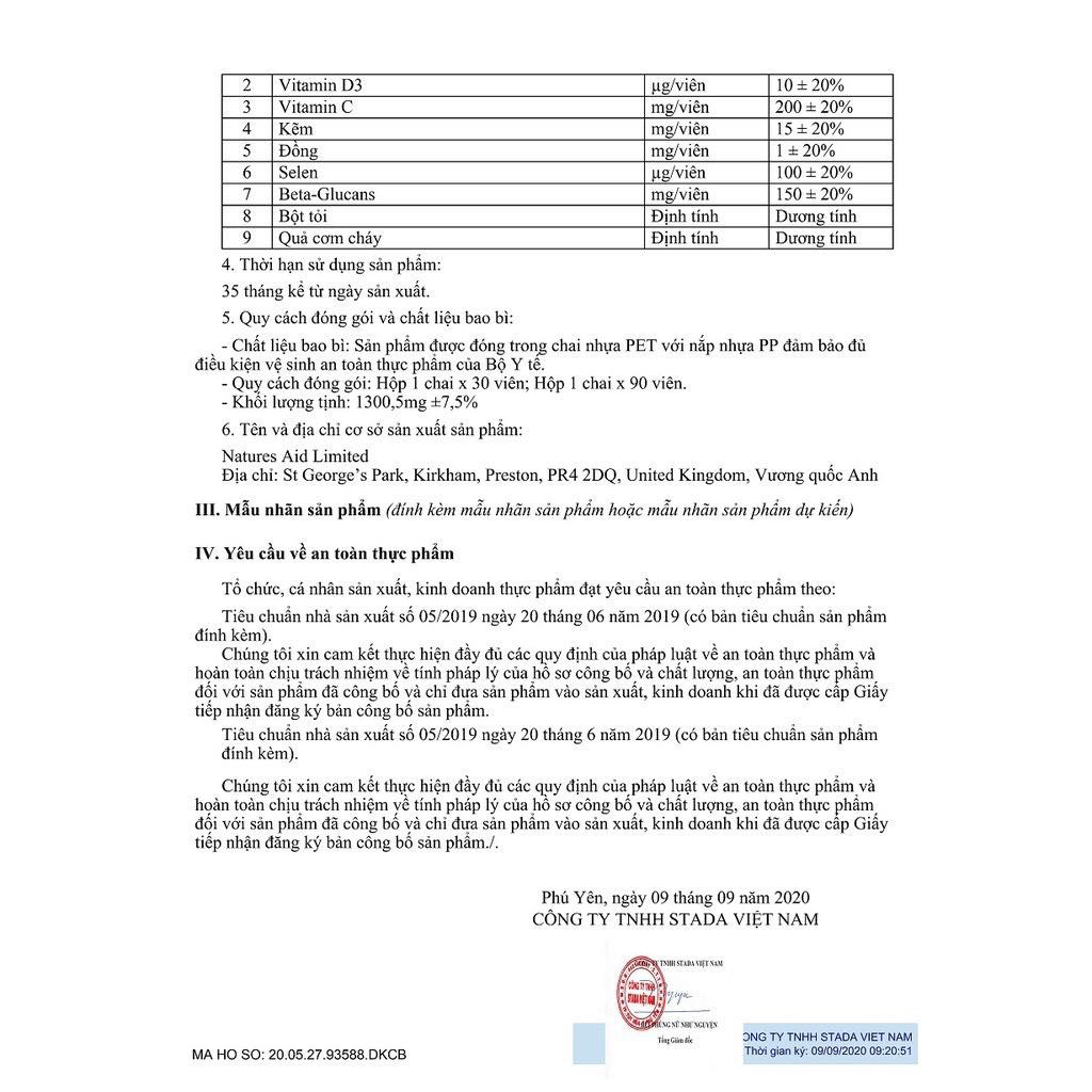 Natures Aid Beta Glucans Immune Support + tăng cường sức đề kháng và miễn dịch cho cơ thể, hộp 30 viên – Health Pharmacy