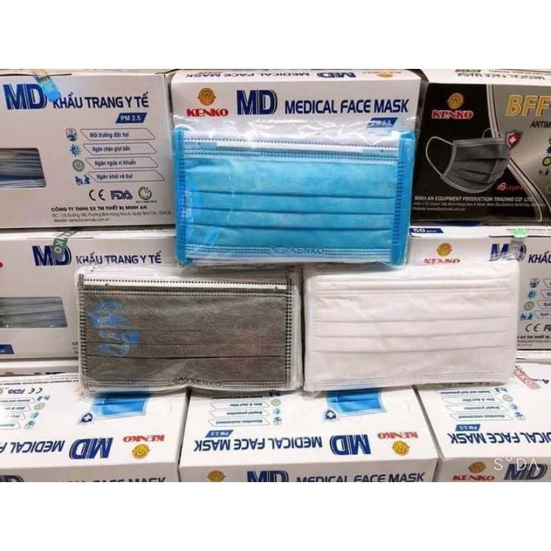 HỘP 50CÁI KHẨU TRANG Y TẾ 4LỚP KENKO KHÁNG KHUẨN CHUẨN CÔNG TY.