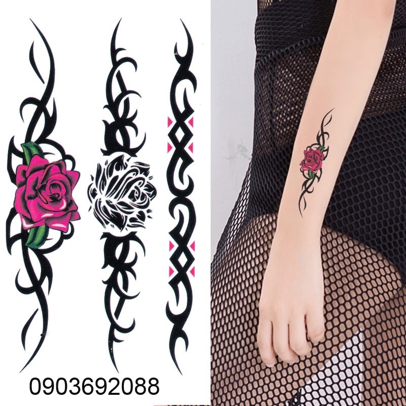 [HCM] Hình xăm dán - tattoo sticker hoa hồng 10.5 x 6cm