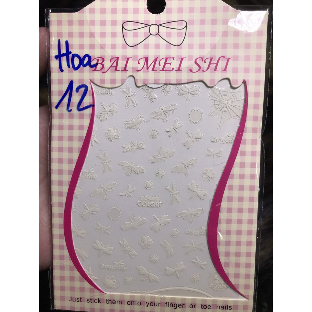 Hình dán móng tay - Sticker dán móng mã số Hoa 12