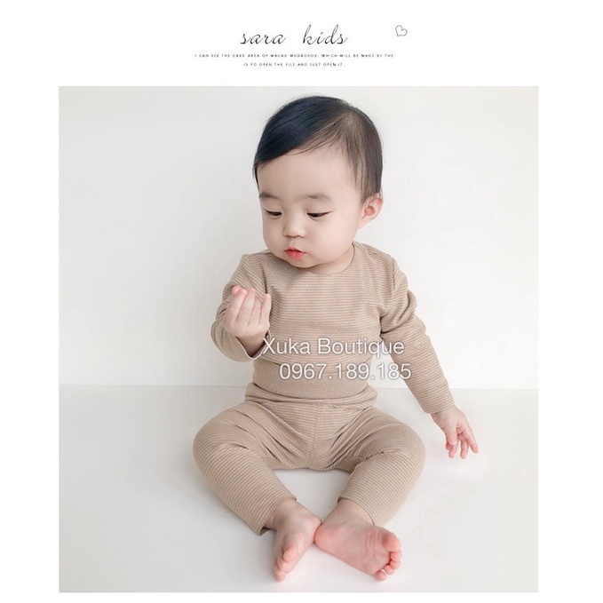 Bộ Mặc Nhà Giữ Nhiệt Cạp Cao Bé Trai Bé Gái - Xuka Boutique - Bộ Quần Áo Dài Tay Nỉ Nhung Thu Đông Cho Bé 9M đến 4Y