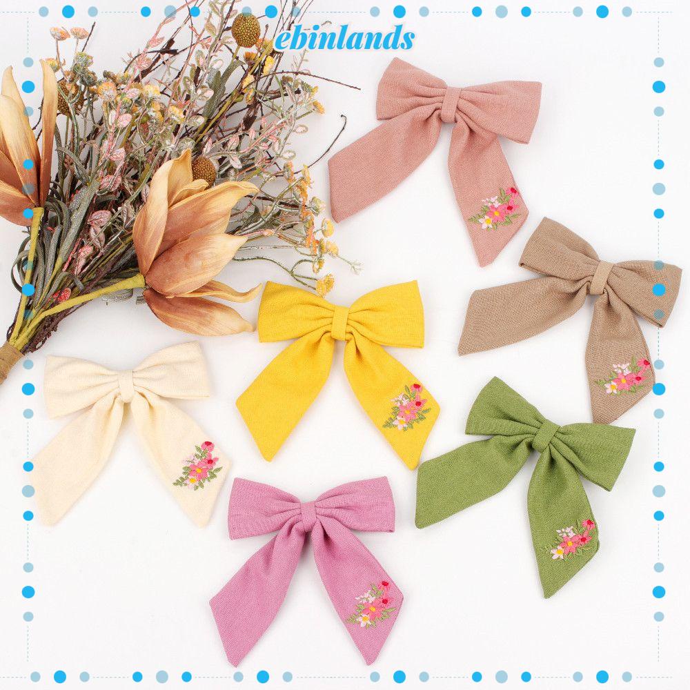 Kẹp Tóc Nơ Lớn Bằng Vải Lanh Cotton Thời Trang Xuân Hè