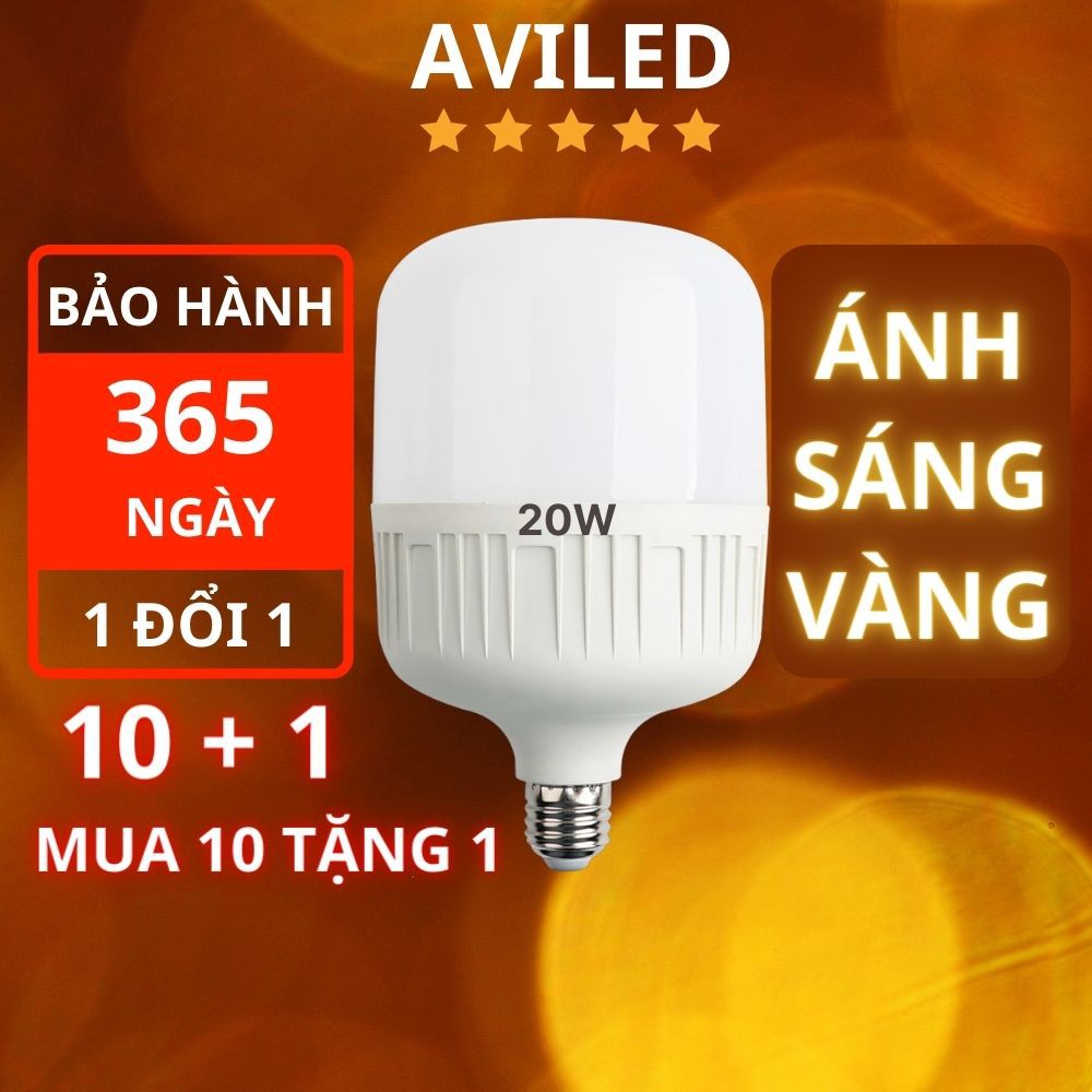 Bóng đèn LED trụ tròn 20W SÁNG VÀNG bóng đèn led bulb Linh Phi, tiết kiệm điện AVILED phân phối BD2