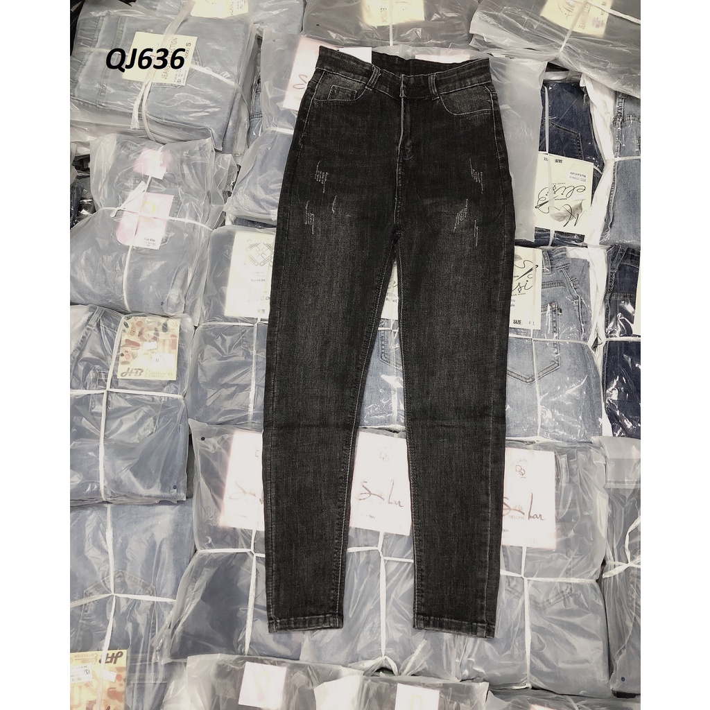 Quần jeans nữ xước nhẹ lưng cao Hack dáng đẹp QJ636