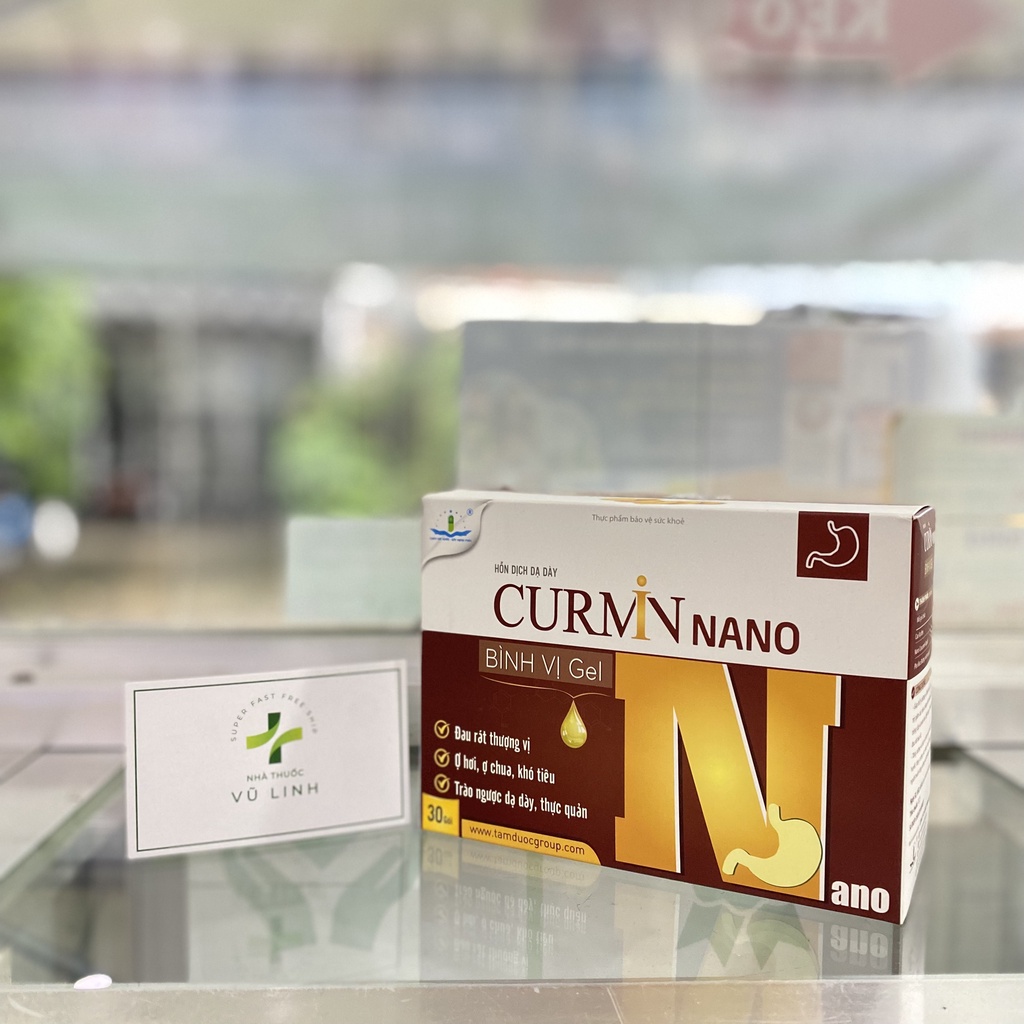 (CHÍNH HÃNG) CURMIN NANO Bình Vị Gel Giảm Ợ Chua, Đau Rát Thượng Vị, Trào Ngược Dạ Dày - Hộp 30 gói