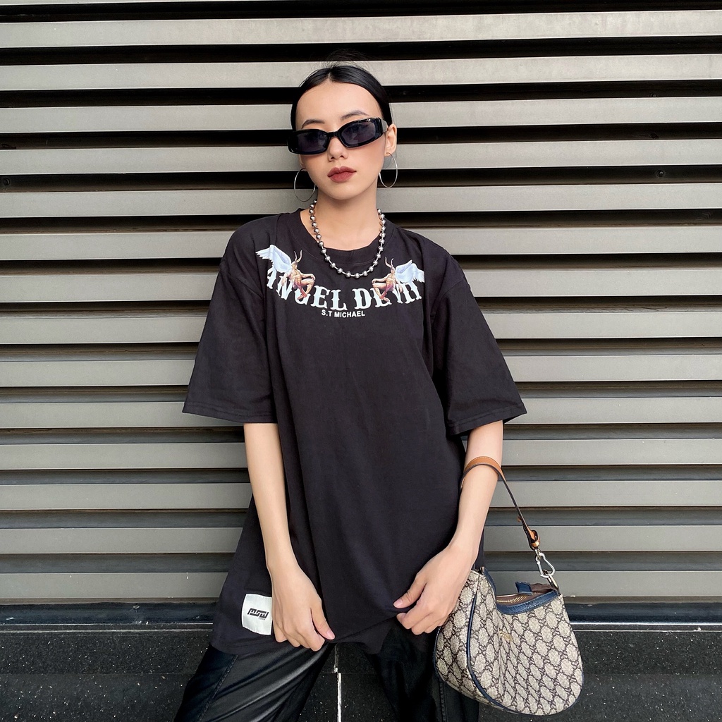 Áo thun tay lỡ Angel Devil , áo thun cotton nam nữ unisex ZAHA97store