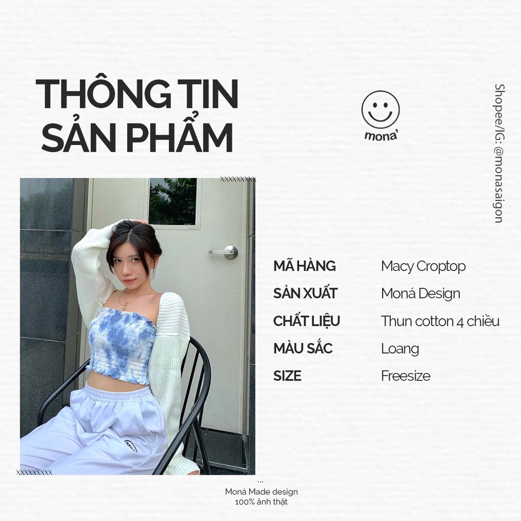 MONÁ - Áo ống loang freesize co giãn chất thun gân - MACY CROPTOP