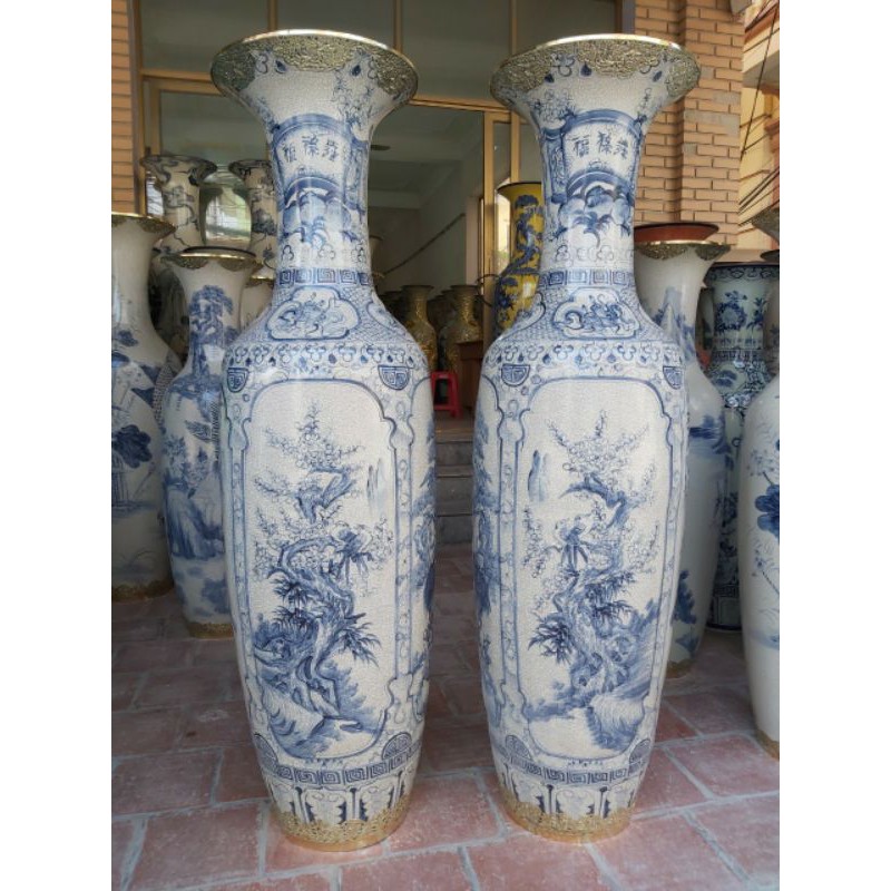 1m78 Lộc bình cỡ đại men rạn cao cấp nổi bọc đồng và trơn (nhiều cảnh)