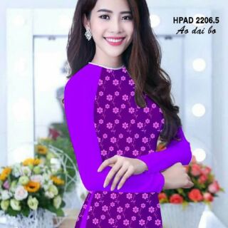 Vải áo dài hoa phối tay trơn