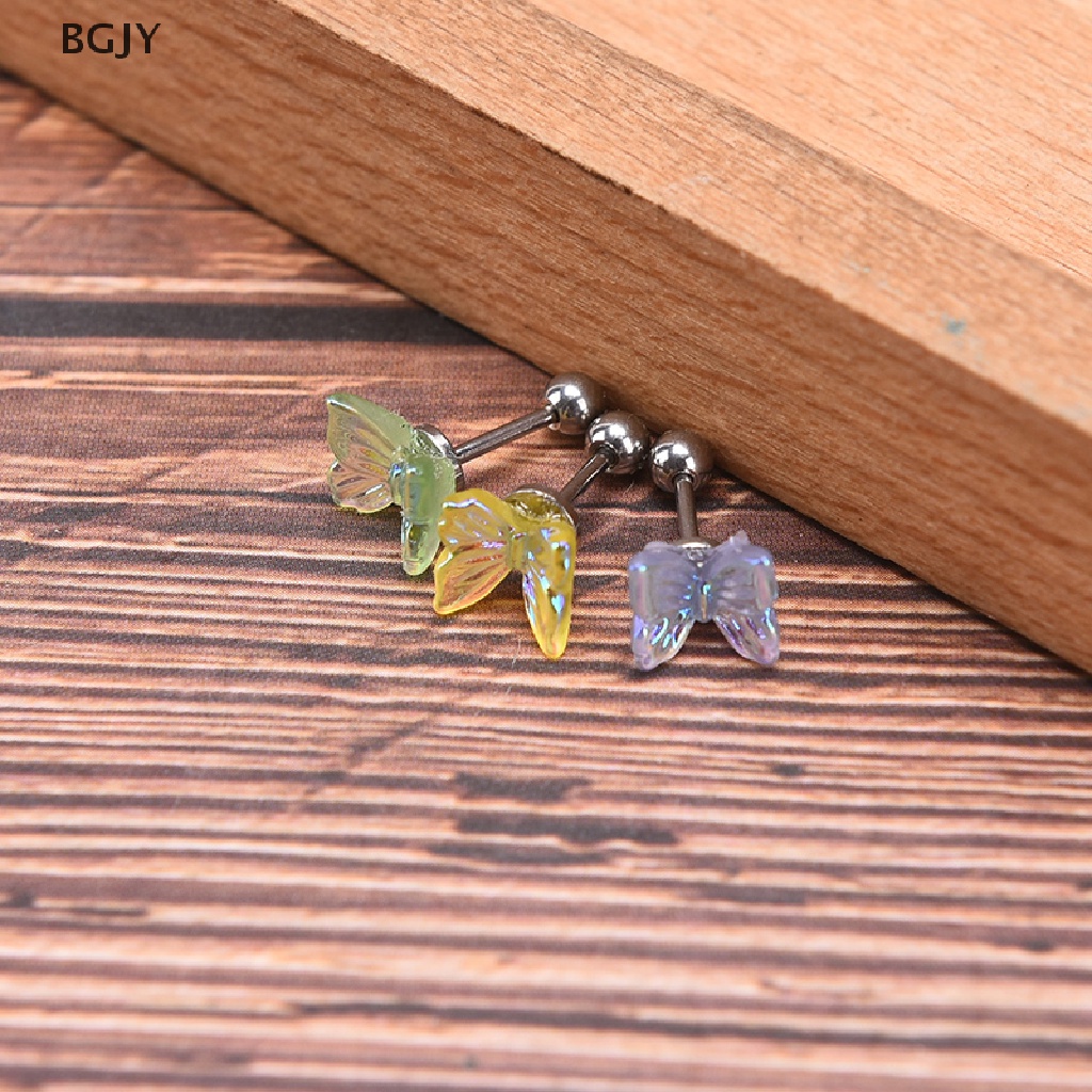 1 Khuyên Tai Hình Bướm Bằng Thép Titan Thời Trang Mới