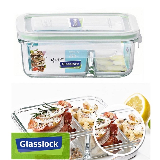 Hộp đựng thủy tinh chia ngăn GLASSLOCK 670ml MCRK067