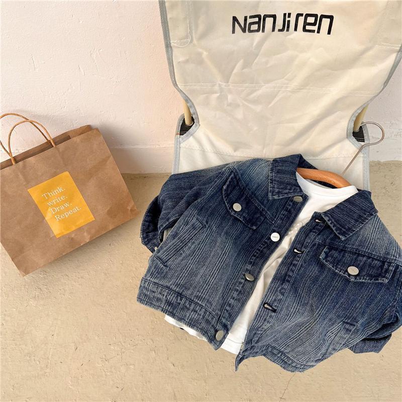 Áo Khoác Denim Dáng Ngắn Thiết Kế Mới Thời Trang Theo Phong Cách Hàn Quốc Cho Bé 2022