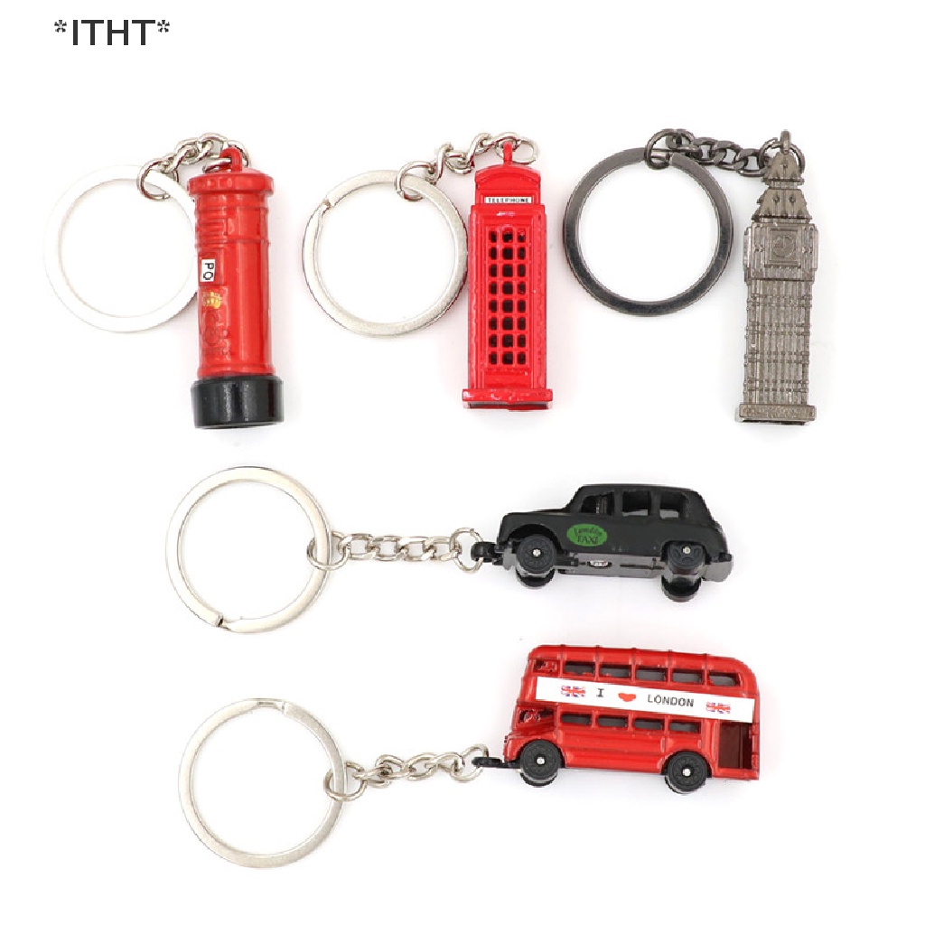 [ITHT] Móc Khóa Mô Hình Xe Buýt Taxi Đỏ Thu Nhỏ London