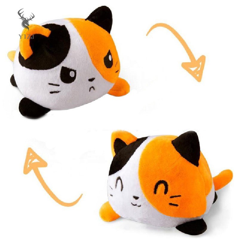 COD&amp; Reversible Cat Plush Toy Cute Soft Cat Toy for Home Decor Kids Girls Durable &amp;VN