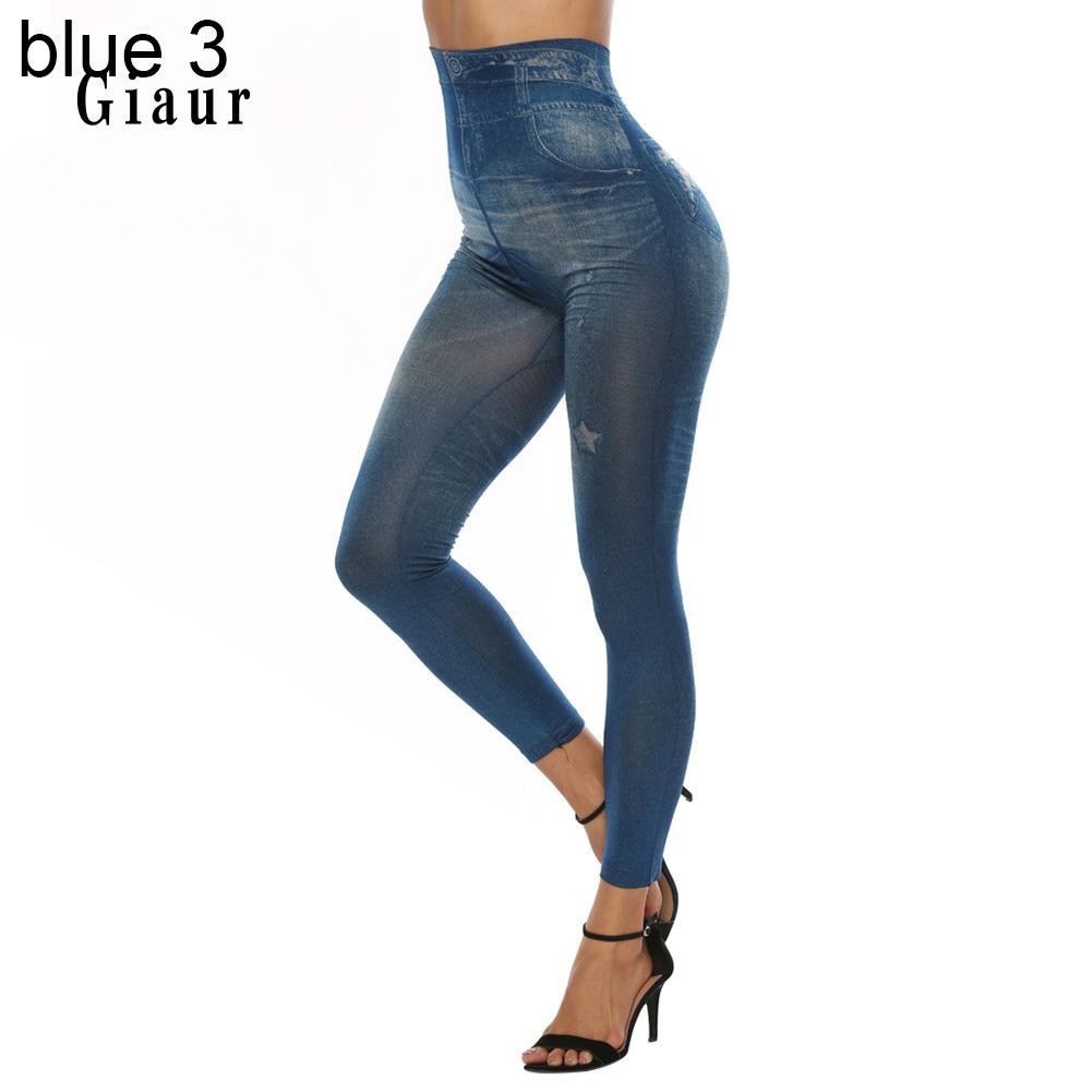 Quần legging giả jeans dáng ôm lưng cao quyến rũ cho nữ