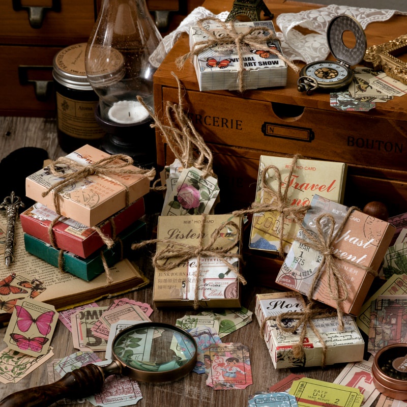 Set 100 Giấy Ghi Chú Phong Cách Vintage Sáng Tạo