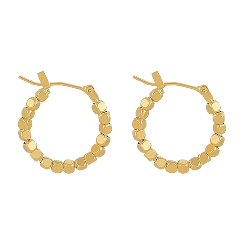 Khuyên Tai Vòng Tròn Bằng Kim Loại Mạ Vàng Phong Cách Hàn Quốc Cổ Điển Nhiều Màu Sắc