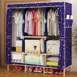 Tủ vải khung gỗ cao cấp 3 buồng màu tím đậm