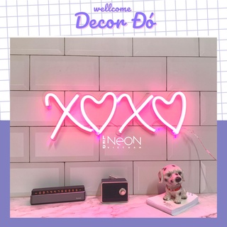 Đèn Neon | XOXO | Kích Thước 38x14cm |  tặng Miếng Dán , tặng ADAPTER , tặng 1,5m Dây Điện Tàng Hình |