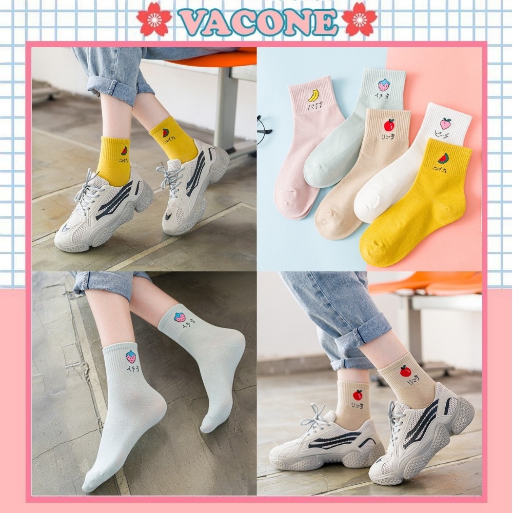 Tất nữ hàn quốc Vacone tất hoa quả thiết kế độc đáo đáng yêu TN56